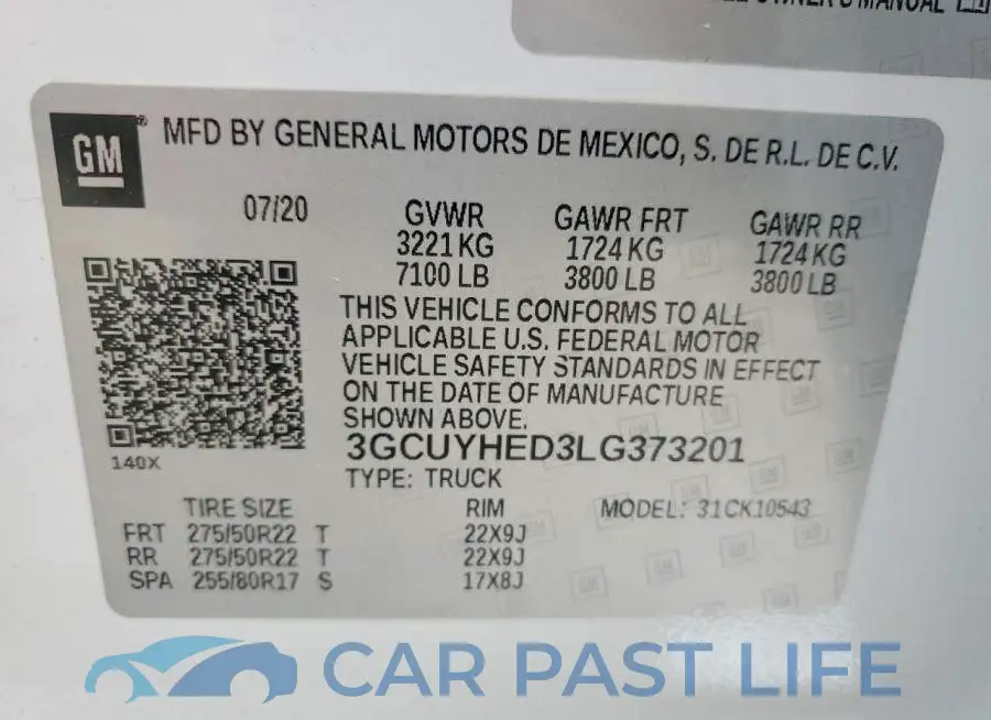 3GCUYHED3LG373201# 12