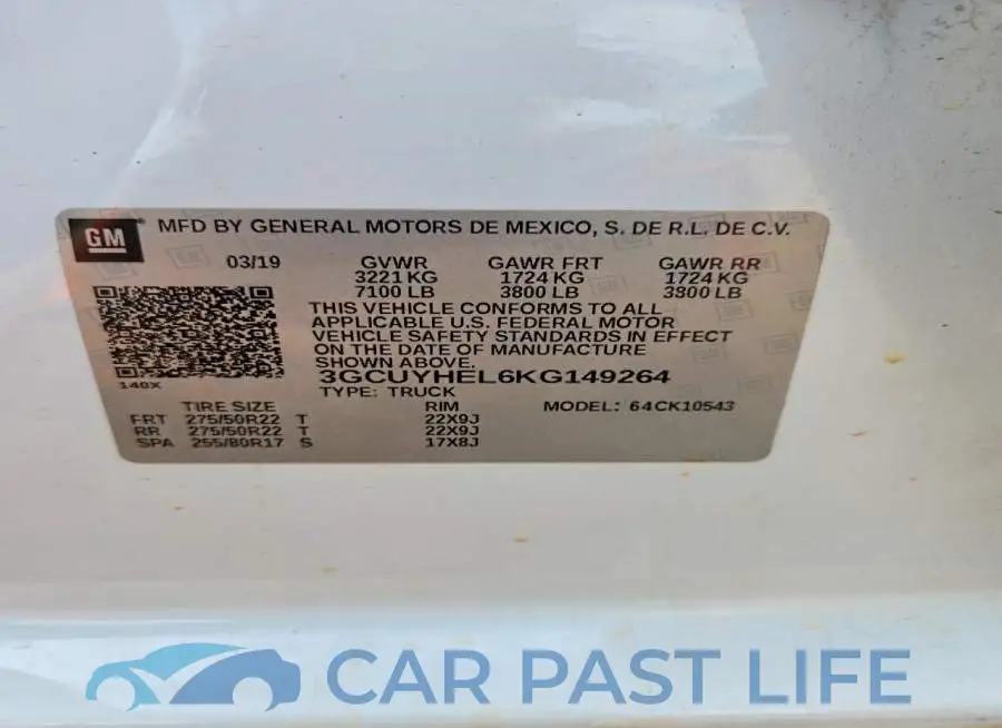 3GCUYHEL6KG149264# 12