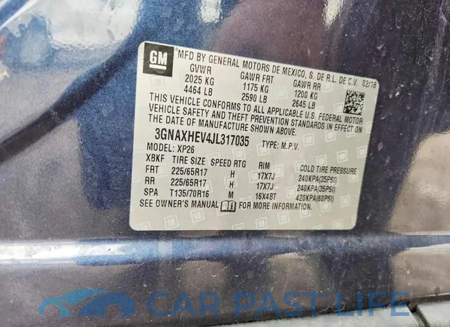 3GNAXHEV4JL317035# 13