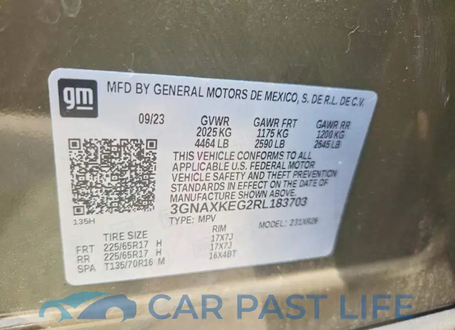 3GNAXKEG2RL183703# 13