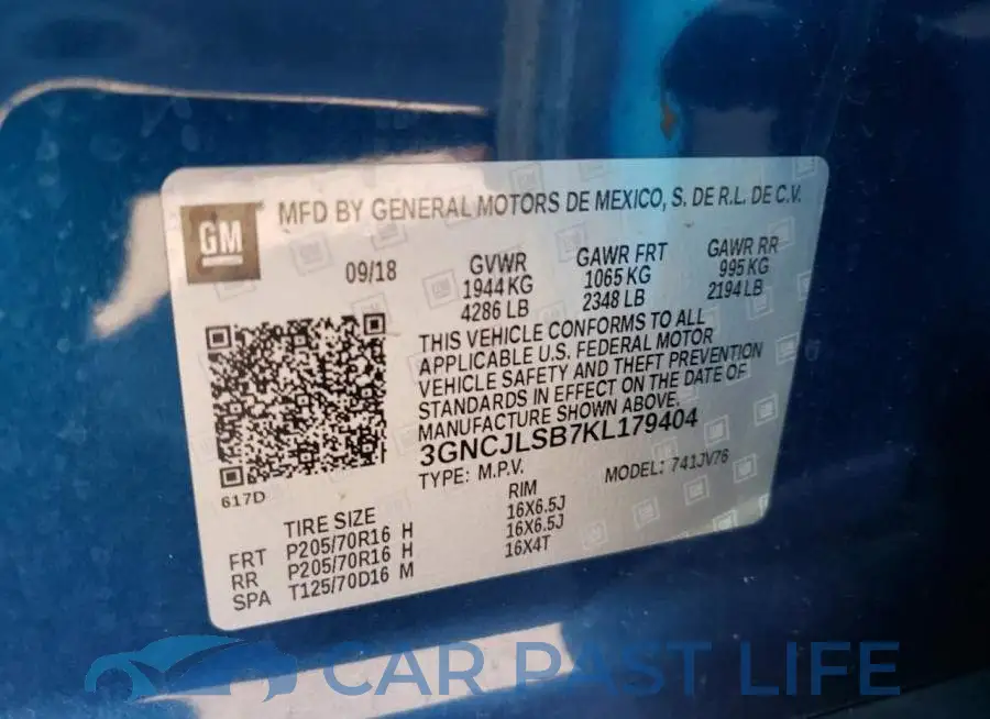 3GNCJLSB7KL179404# 12