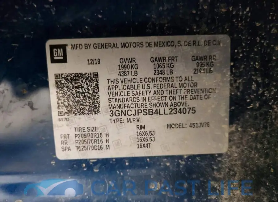 3GNCJPSB4LL234075# 12