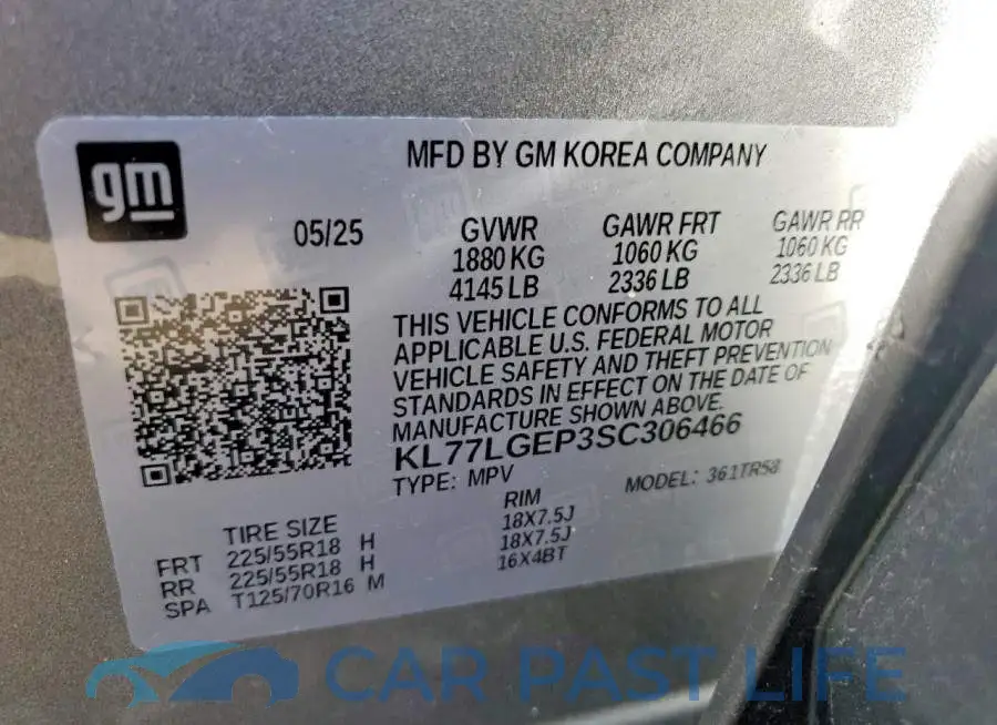 KL77LGEP3SC306466# 12