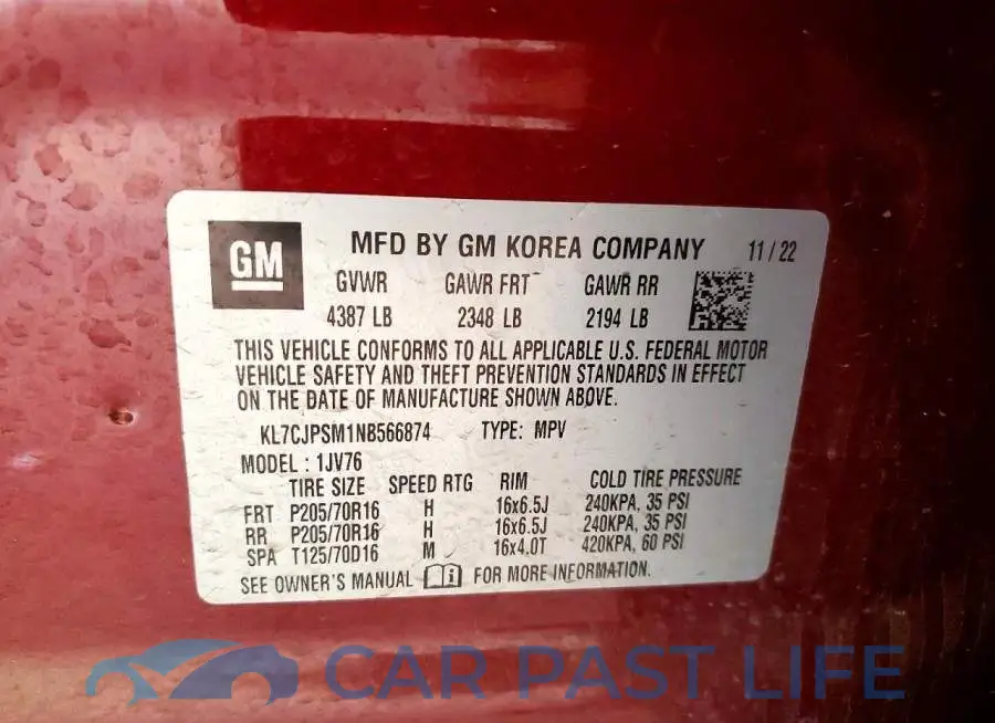 KL7CJPSM1NB566874# 13