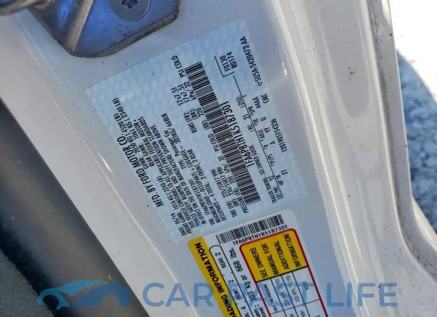 1FA6P8TH1K5187301# 12
