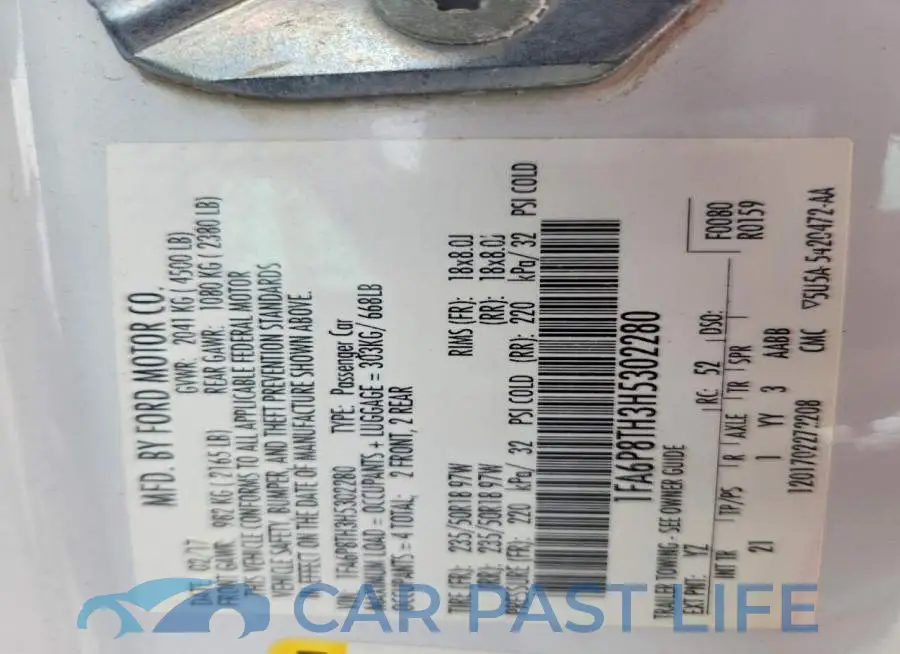 1FA6P8TH3H5302280# 12