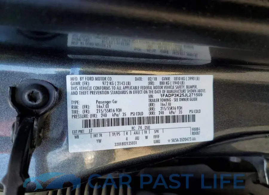 1FADP3K25JL271509# 12