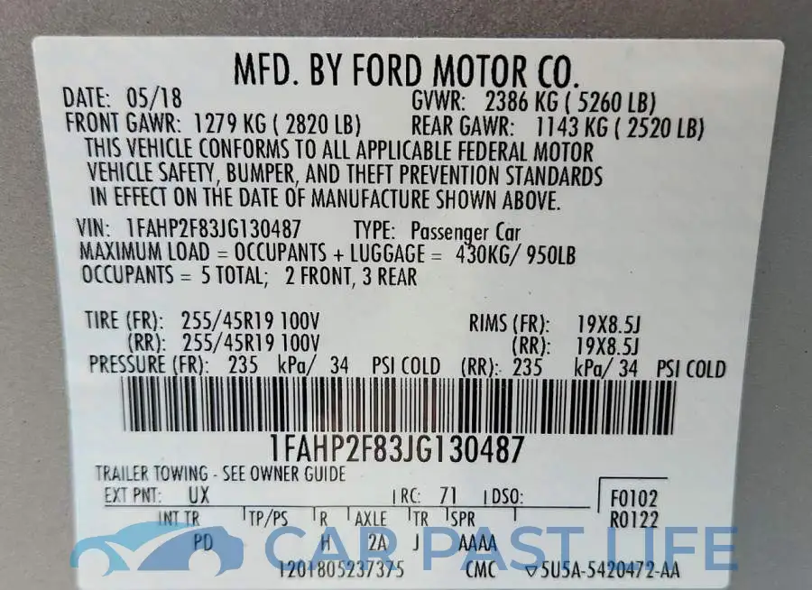 1FAHP2F83JG130487# 12