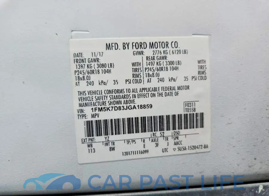 1FM5K7D83JGA18859# 13