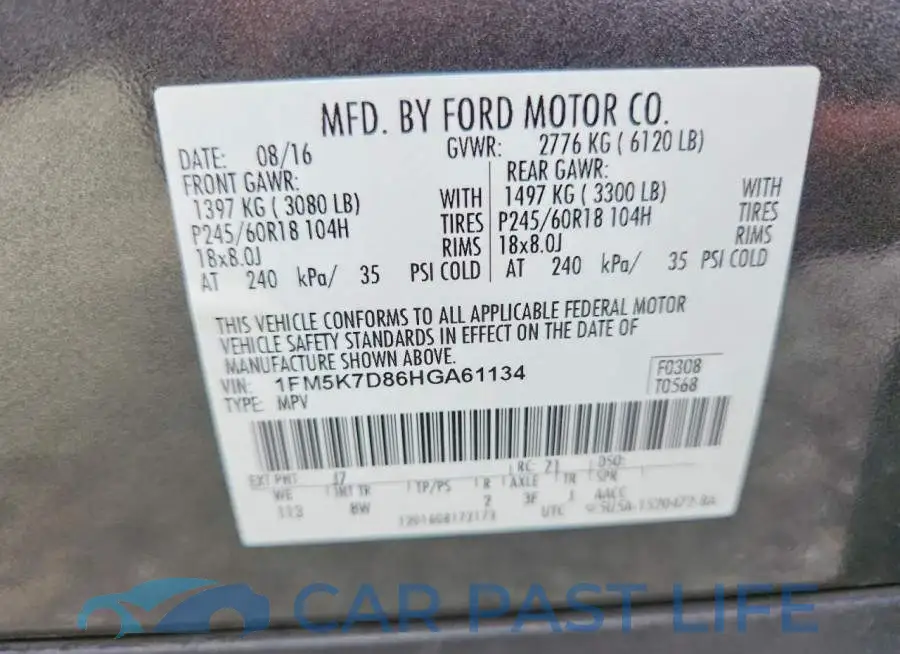 1FM5K7D86HGA61134# 13