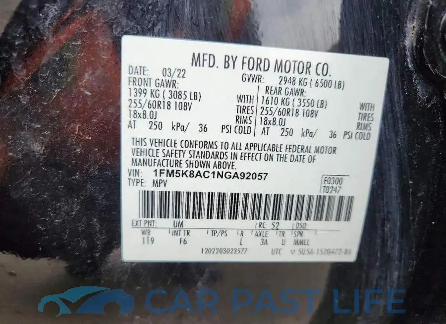 1FM5K8AC1NGA92057# 14