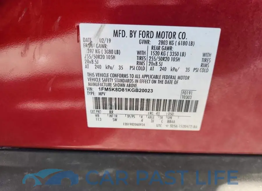 1FM5K8D81KGB20023# 13