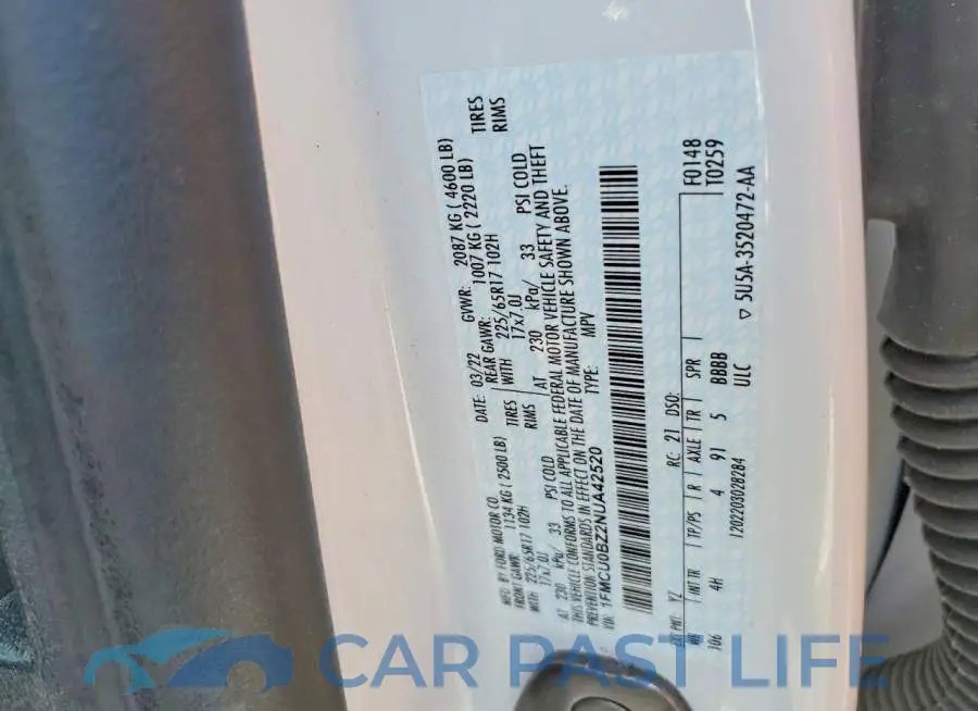 1FMCU0BZ2NUA42520# 14