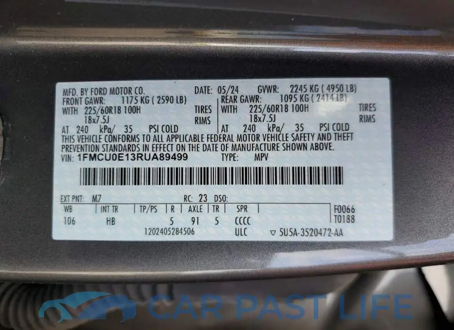 1FMCU0E13RUA89499# 13