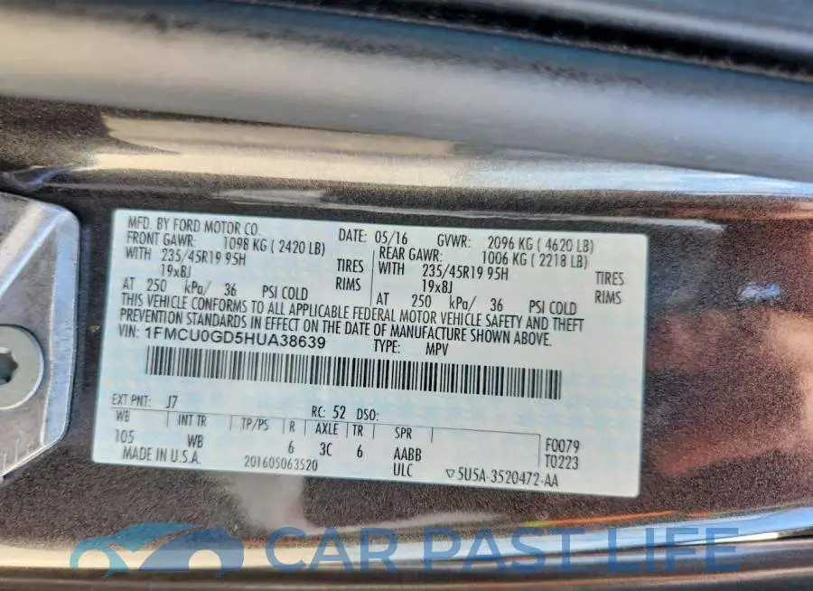 1FMCU0GD5HUA38639# 14