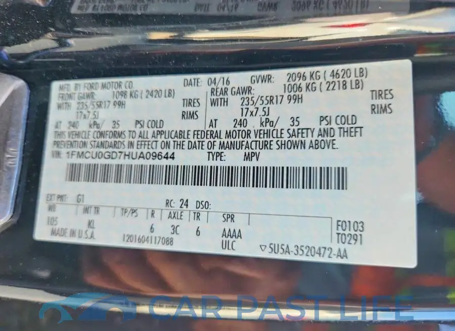1FMCU0GD7HUA09644# 13