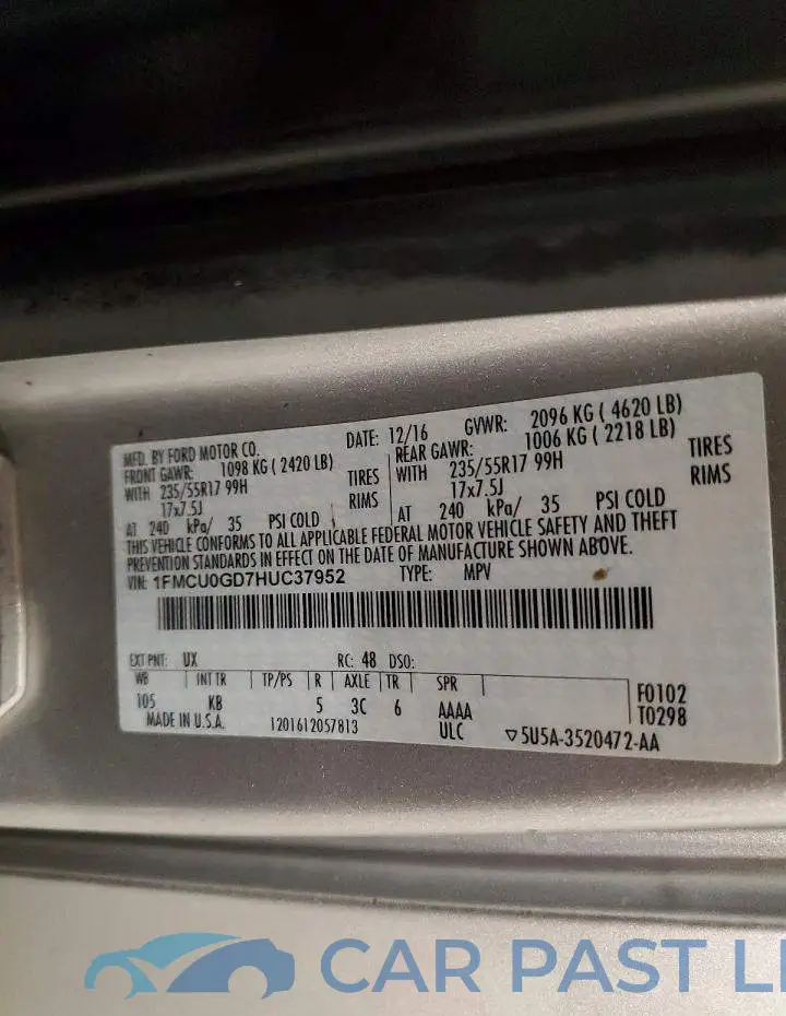 1FMCU0GD7HUC37952# 13