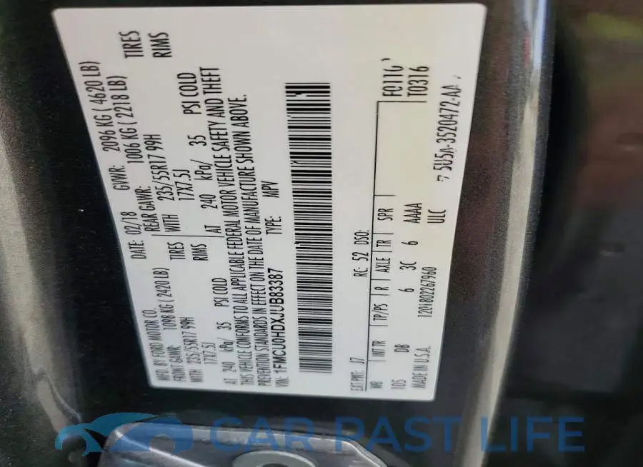 1FMCU0HDXJUB83387# 13