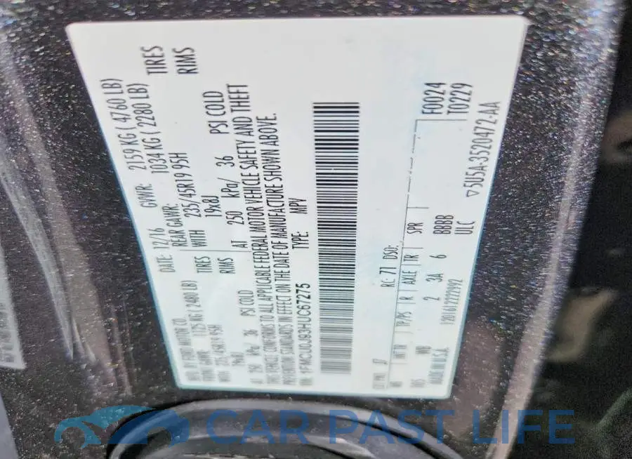 1FMCU0J93HUC67275# 12