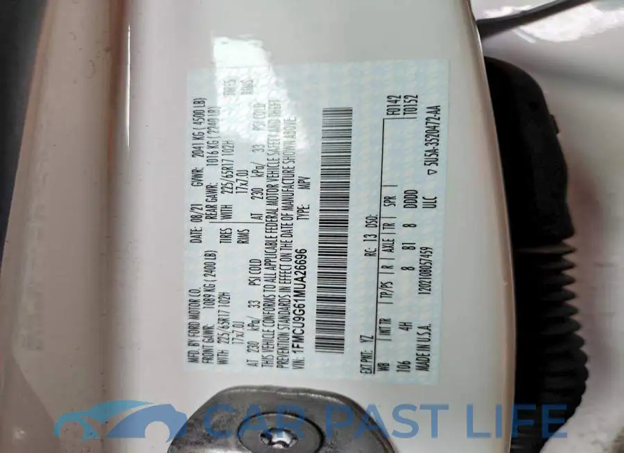 1FMCU9G61MUA26696# 13