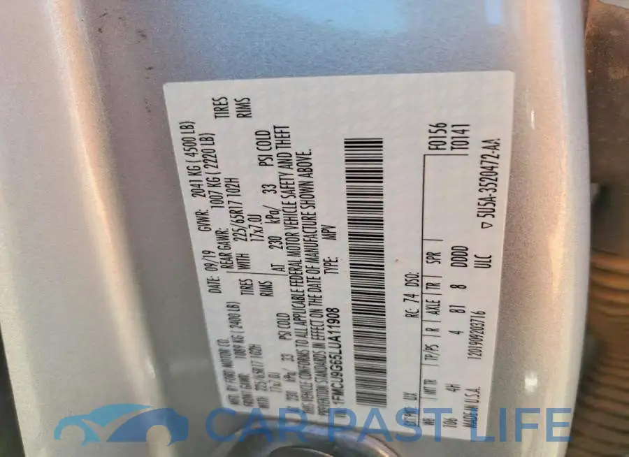 1FMCU9G65LUA11908# 12