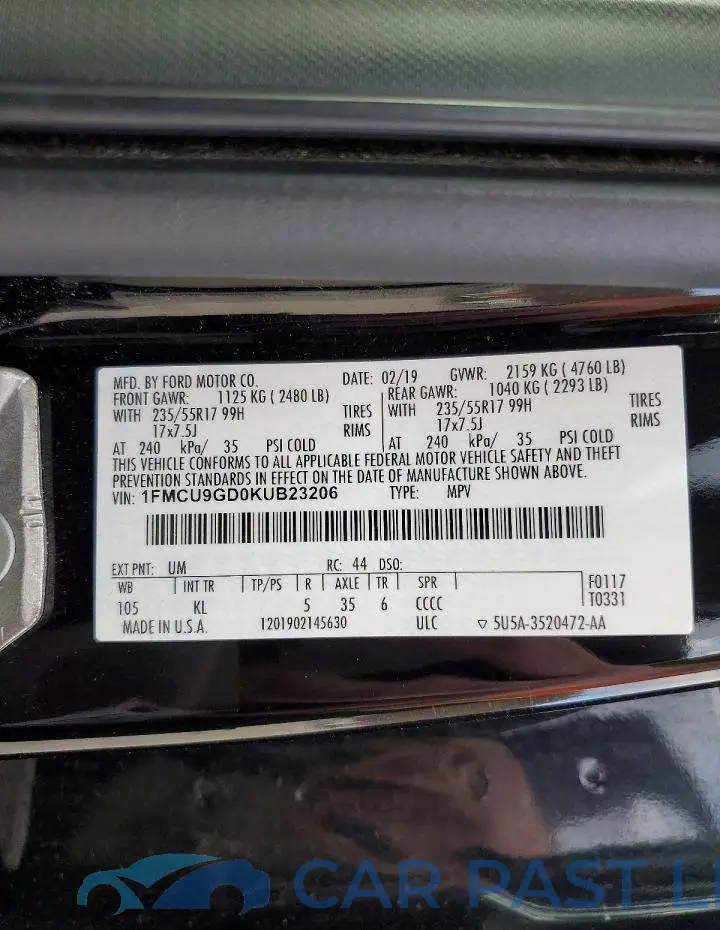 1FMCU9GD0KUB23206# 14