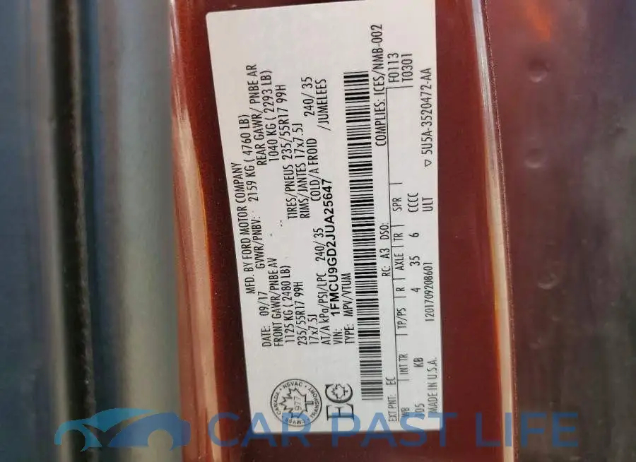 1FMCU9GD2JUA25647# 14