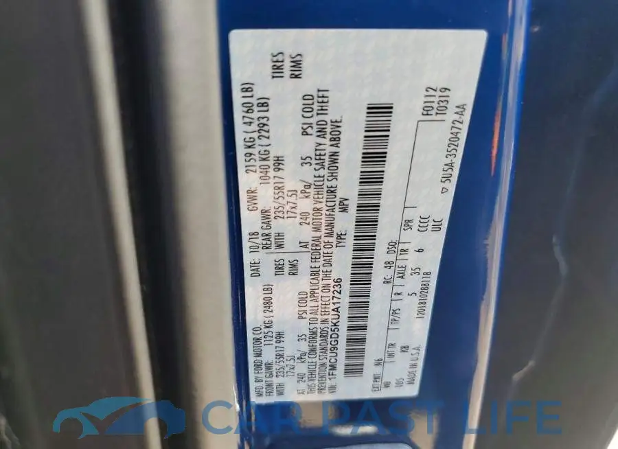 1FMCU9GD5KUA17236# 12