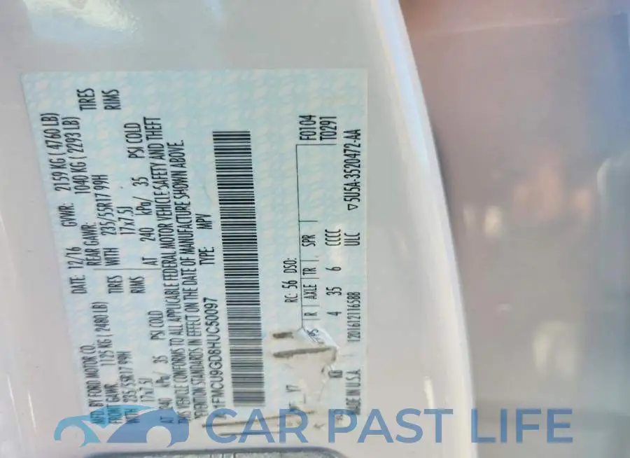 1FMCU9GD8HUC50097# 13