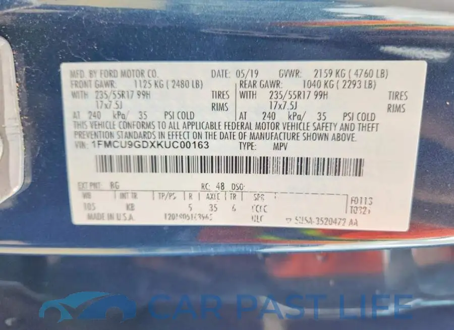 1FMCU9GDXKUC00163# 13