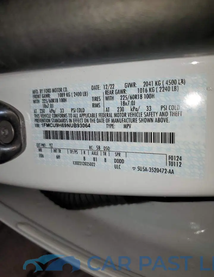 1FMCU9H69NUB93064# 13