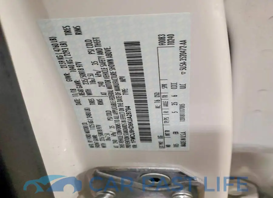 1FMCU9HD8KUA28794# 13