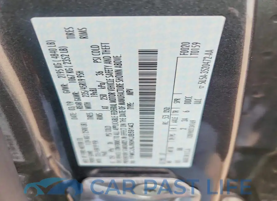 1FMCU9J90KUB59143# 13