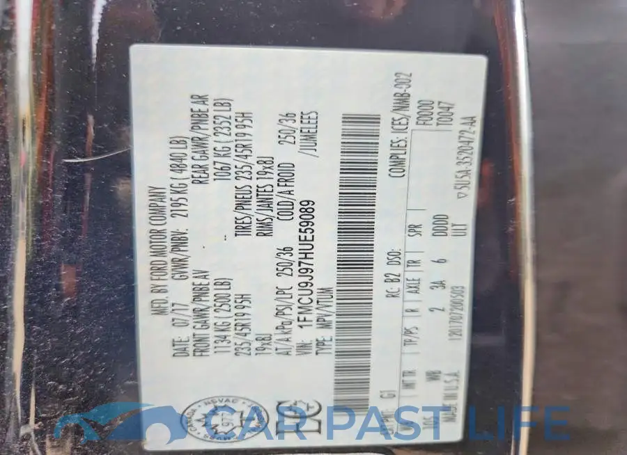 1FMCU9J97HUE59089# 12