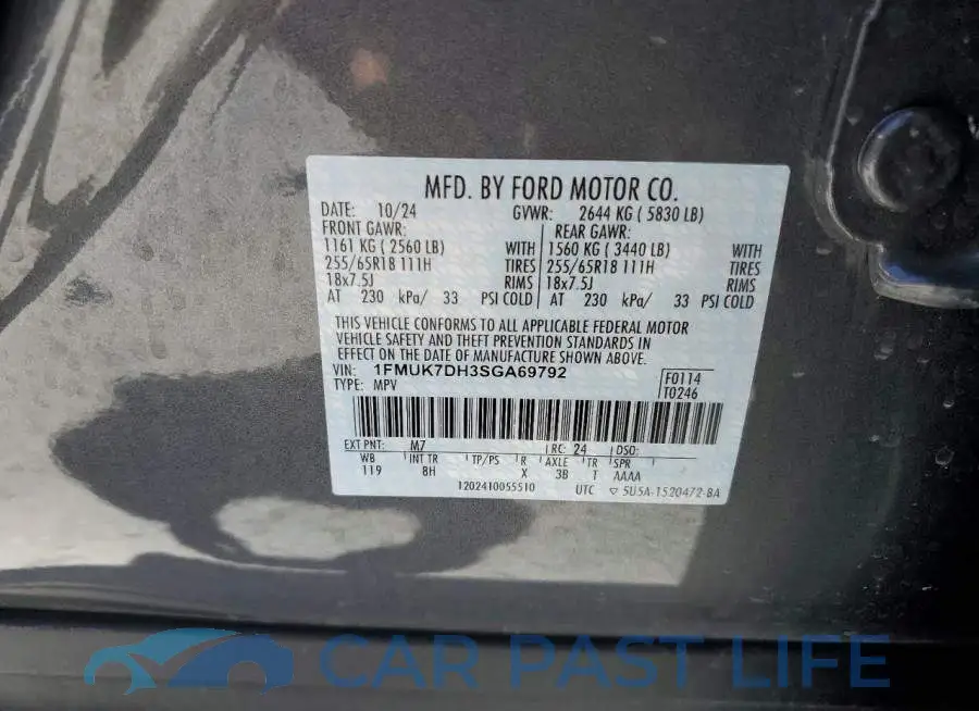 1FMUK7DH3SGA69792# 13