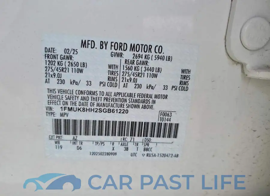 1FMUK8HH2SGB61220# 14