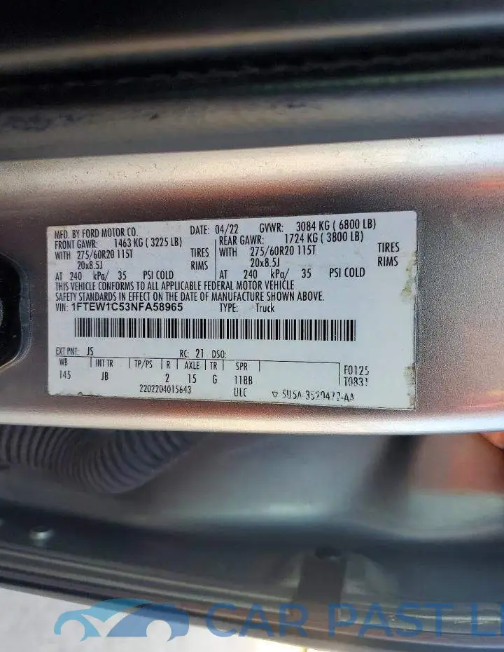1FTEW1C53NFA58965# 12