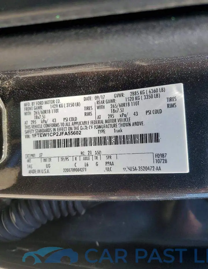 1FTEW1CP2JFA55602# 12
