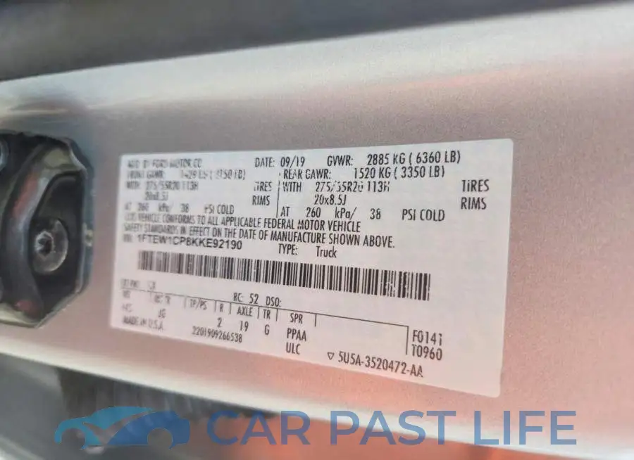 1FTEW1CP8KKE92190# 12