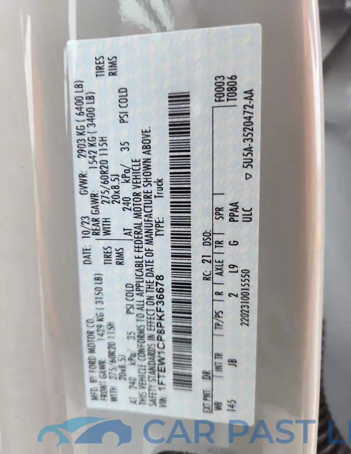 1FTEW1CP8PKF36678# 12