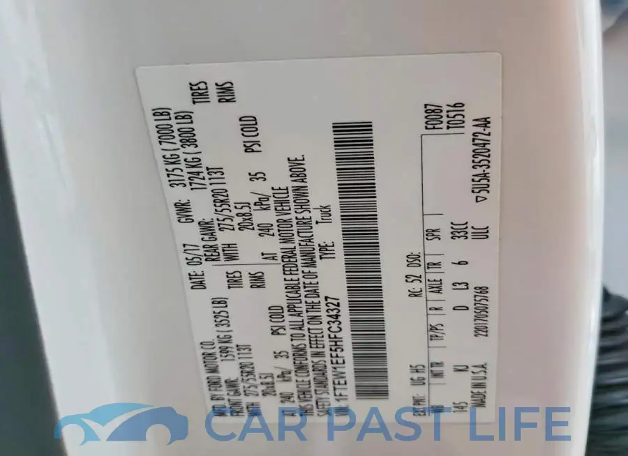 1FTEW1EF5HFC34327# 12
