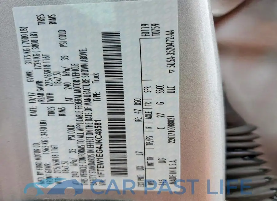 1FTEW1EG4JKC48581# 12