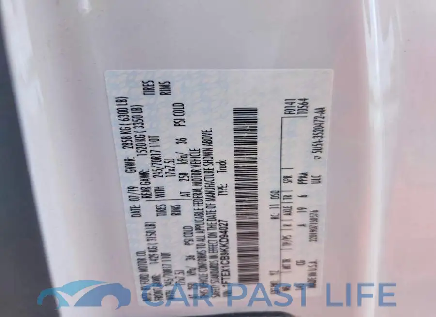 1FTEX1CB9KKD94027# 12
