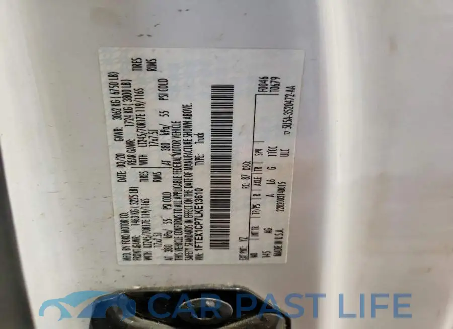 1FTEX1CP7LKE13610# 12