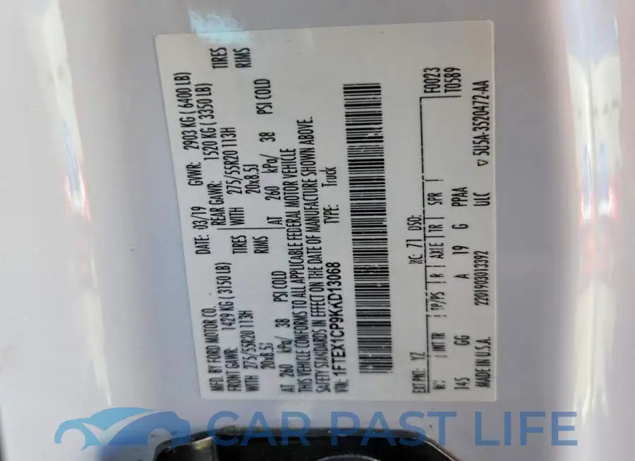 1FTEX1CP9KKD13068# 12