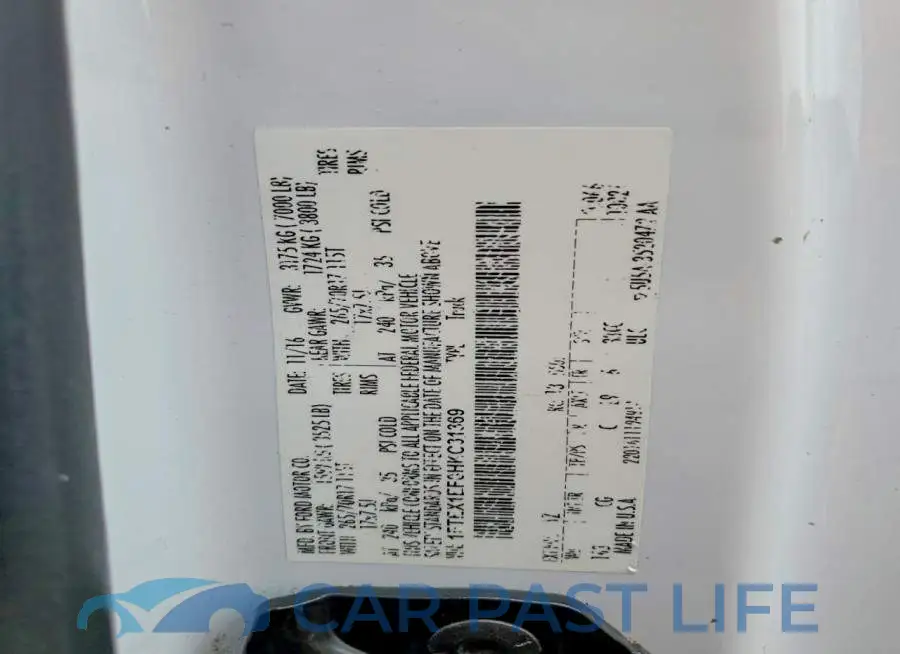 1FTEX1EF0HKC31369# 12