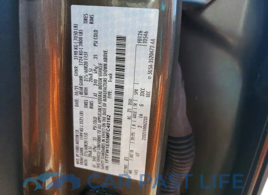 1FTFW1E55MFC40182# 12