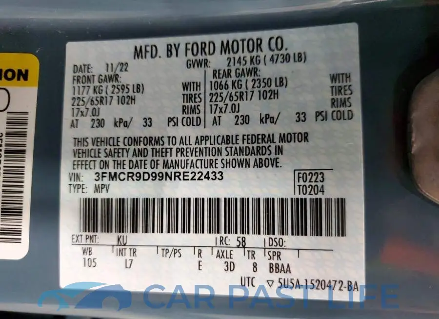 3FMCR9D99NRE22433# 13