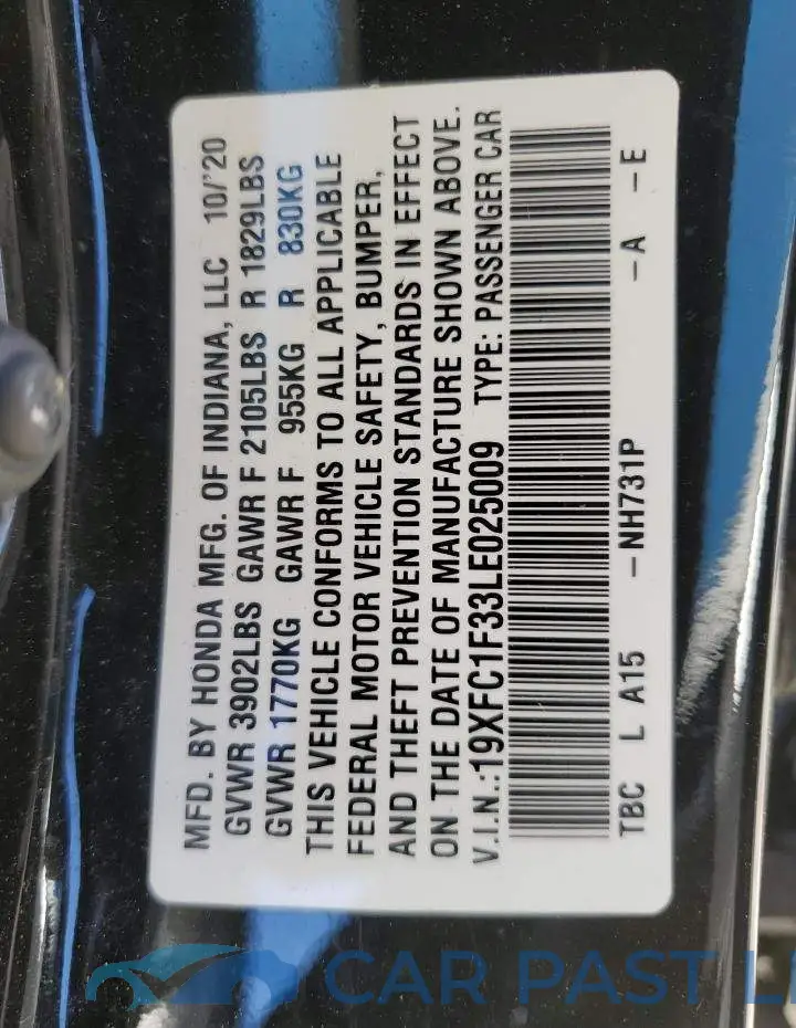 19XFC1F33LE025009# 12