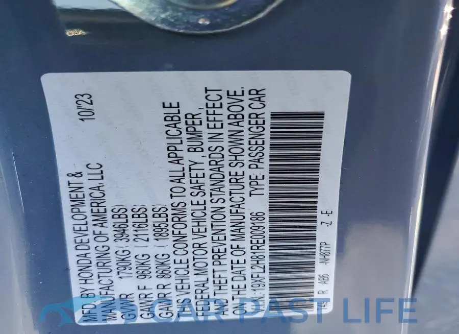 19XFL2H81RE009186# 12